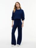Blue Travel Regular Trousers With Silk  Women
