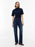 Blue Gold-Tone Button Mock Neck T-Shirt  Women