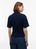 Blue Gold-Tone Button Mock Neck T-Shirt  Women