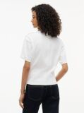 Μπεζ T-Shirt Με Χρυσά Κουμπιά Και Λαιμόκοψη Mock  Γυναίκες