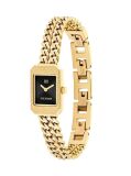 Black Ionic Gold-Plated Rectangular Dial Chain Link Watch  Women