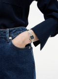 Blue Square Blue Dial Stainless Steel Chain-Link Watch  Women