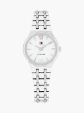 White Stainless Steel Frosted Dial Chain-Link Watch  Women