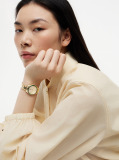 Gold Green Bezel Gold-Plated Chain-Link Watch  Women