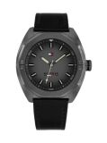 Grey Grey Dial Black Leather Strap Watch  Men