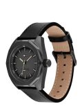 Grey Grey Dial Black Leather Strap Watch  Men