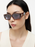 Brown Logo Plaque Rectangular Sunglasses  Women