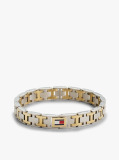 Multi Gold-Plated Two-Tone Flag Chain-Link Bracelet  Men