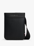 Black Metal Logo Woven Crossbody Bag  Men