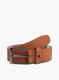 Brown Enamel Flag Rectangular Buckle Leather Belt  Men