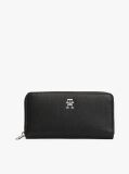 Black Th Emblem Large Zip-Around Wallet  Women