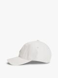 Beige Stripe Seersucker Logo Plaque Baseball Cap  Women