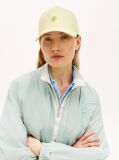 Yellow Stripe Seersucker Logo Plaque Baseball Cap  Women
