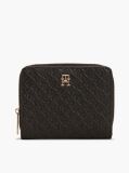 Black Hilfiger Icon Debossed Zip-Around Flap Wallet  Women