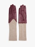 Red Heritage Rib-Knit Cuff Leather Gloves  Women