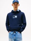Blue Tonal Logo Drawstring Hoody  Men