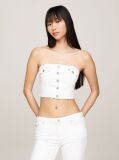 Άσπρο Denim Cropped Τοπ Σε Στιλ Κορσέ  Γυναίκες