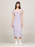 Purple Tommy Badge Bodycon Ribbed Midi Dress  Women