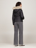 Black Faux Faur Hooded Down-Filled Fitted Jacket  Women