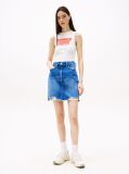 Denim Distressed Denim Mini Mom Skirt  Women