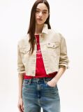 Khaki Back Logo Cropped Denim Jacket  Women