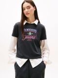 Μαύρο Crest Flag Κοντομάνικο T-Shirt Σε Κανονική Γραμμή  Γυναίκες