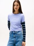 Μπλε Jersey T-Shirt Σε Slim Γραμμή Με Λογότυπο  Γυναίκες