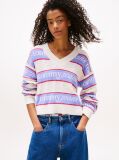 Multi Tommy Flag Relaxed Logo Stripe Jumper  Women