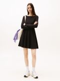 Black Pleated Fit And Flare Mini Dress  Women
