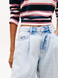 Denim Faded Pleated Loose Denim Bermuda Shorts  Women