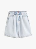 Denim Faded Pleated Loose Denim Bermuda Shorts  Women