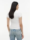 Άσπρο T-Shirt Ribbed Με Λογότυπο Σε Στενή Γραμμή  Γυναίκες
