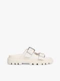 White Leather Double Strap Cleat Sandals  Women