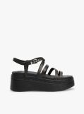 Black Leather Strappy Platform Sandals  Women