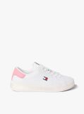 White Debossed Logo Cupsole Trainers With Leather  Women