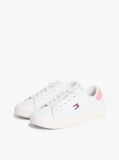 White Debossed Logo Cupsole Trainers With Leather  Women