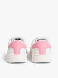 White Debossed Logo Cupsole Trainers With Leather  Women