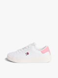 White Debossed Logo Cupsole Trainers With Leather  Women