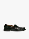 Black Debossed Leather Loafers  Men
