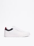 White Mixed Texture Basketball Trainers  Men