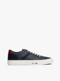 Blue Leather Mixed Texture Trainers  Men