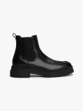 Black Leather Chunky Cleat Chelsea Boots  Men