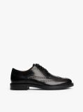 Black Leather Lace-Up Brogue Shoes  Men