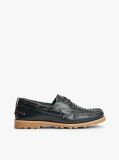 Blue Leather Braided Boat Shoes  Men