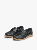 Blue Leather Braided Boat Shoes  Men