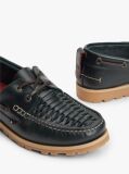 Blue Leather Braided Boat Shoes  Men