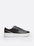 Μαύρο TH Monogram Δερμάτινα Sneakers Σε Στιλ Πλατφόρμα  Γυναίκες