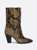 Multi Cuban Heel Snake Embossed Leather Boots  Women