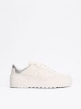 Beige Leather Colour-Blocked Basketball Trainers  Women