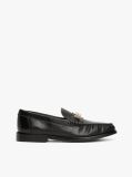 Black Leather Horsebit Loafers  Women